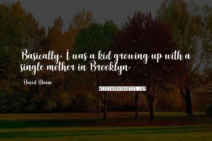 David Blaine Quotes: Basically, I was a kid growing up with a single mother in Brooklyn.