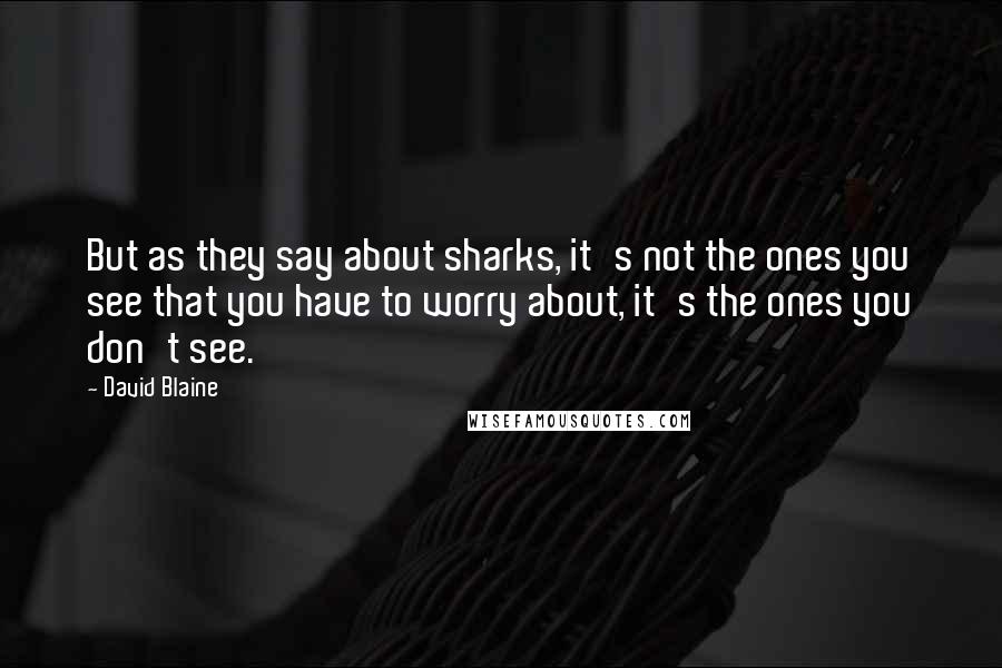 David Blaine Quotes: But as they say about sharks, it's not the ones you see that you have to worry about, it's the ones you don't see.