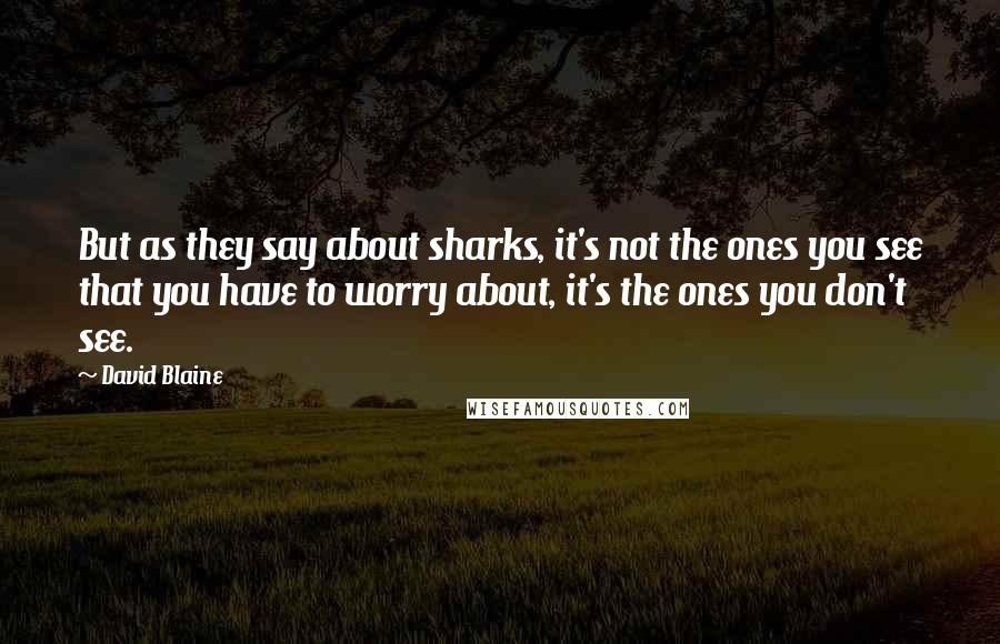 David Blaine Quotes: But as they say about sharks, it's not the ones you see that you have to worry about, it's the ones you don't see.