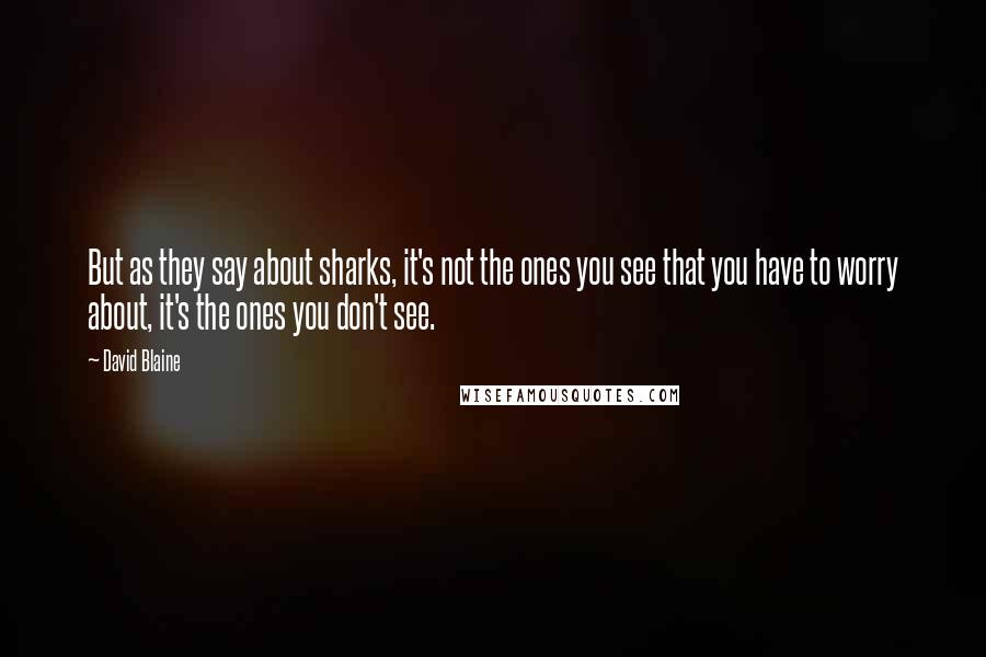 David Blaine Quotes: But as they say about sharks, it's not the ones you see that you have to worry about, it's the ones you don't see.