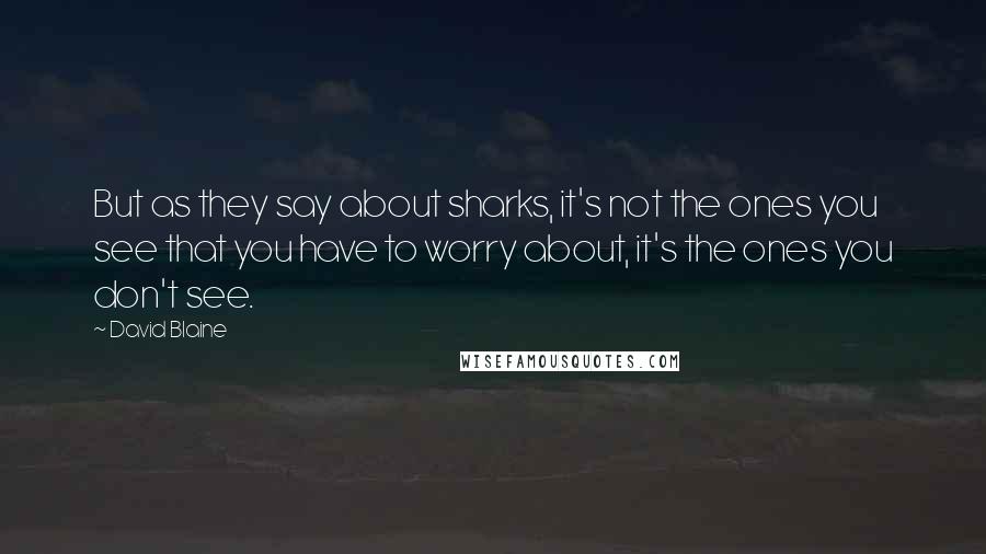 David Blaine Quotes: But as they say about sharks, it's not the ones you see that you have to worry about, it's the ones you don't see.