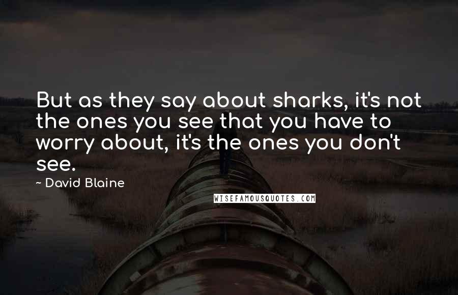 David Blaine Quotes: But as they say about sharks, it's not the ones you see that you have to worry about, it's the ones you don't see.