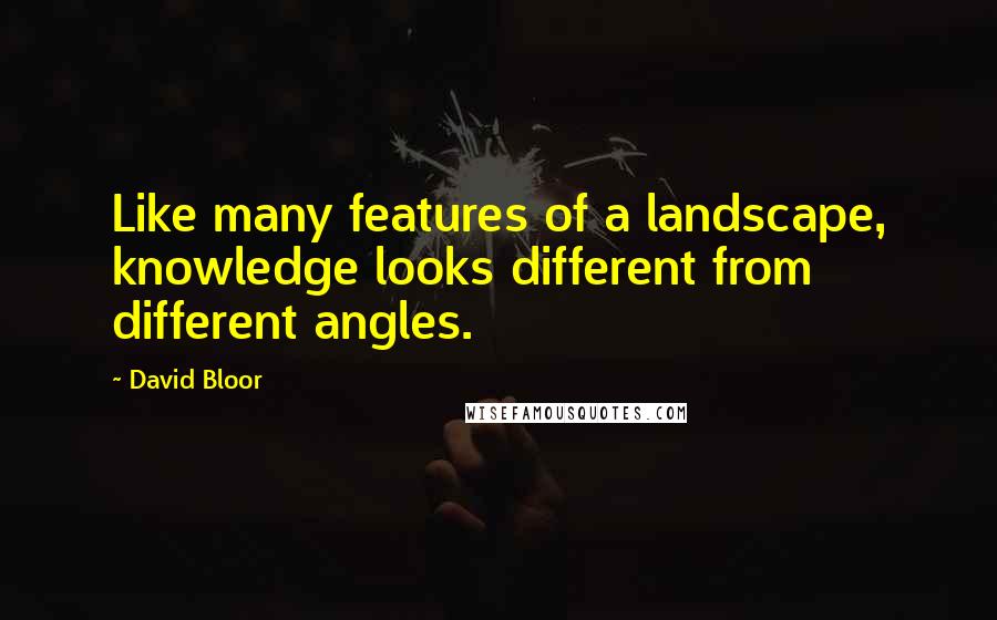 David Bloor Quotes: Like many features of a landscape, knowledge looks different from different angles.