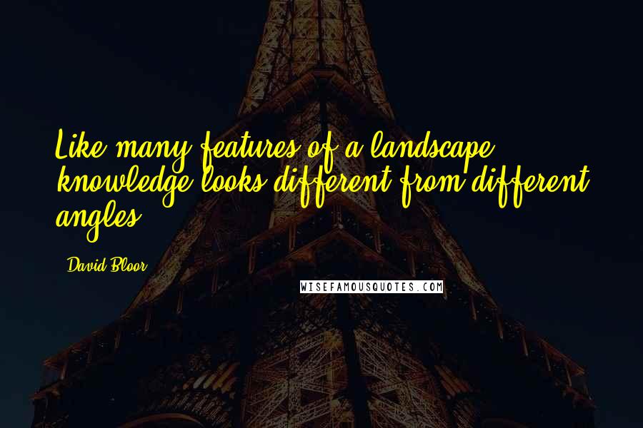 David Bloor Quotes: Like many features of a landscape, knowledge looks different from different angles.
