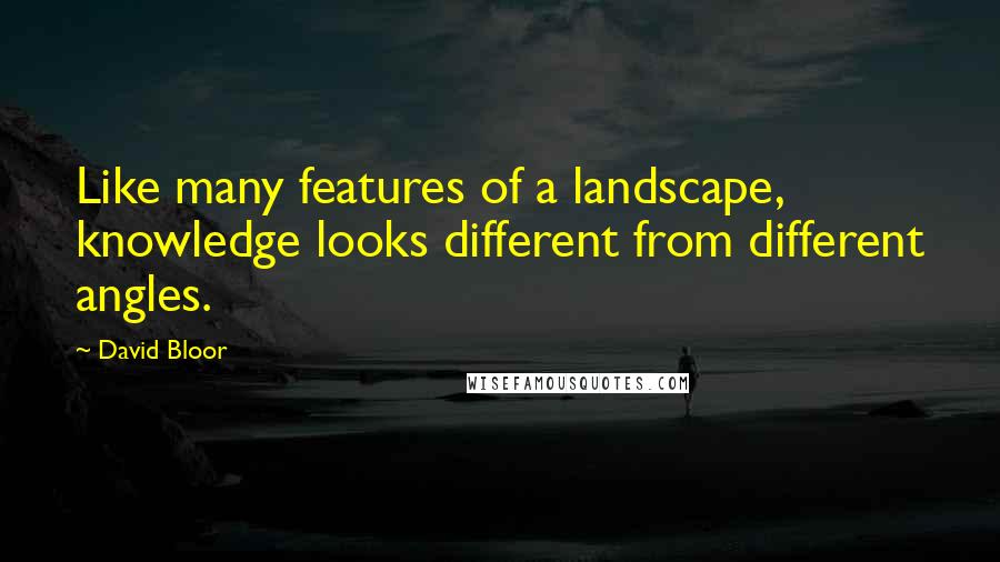 David Bloor Quotes: Like many features of a landscape, knowledge looks different from different angles.