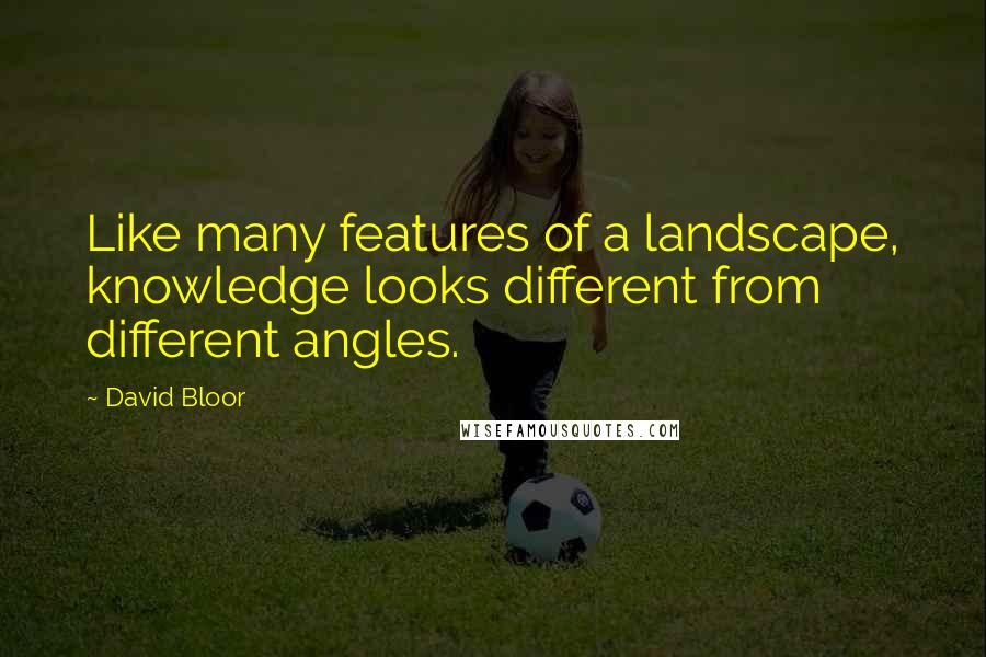 David Bloor Quotes: Like many features of a landscape, knowledge looks different from different angles.