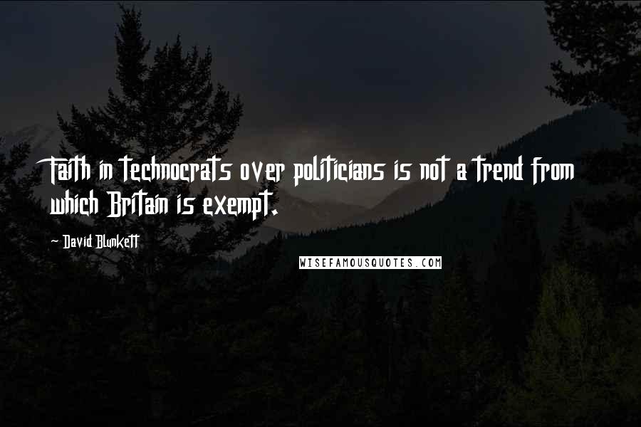 David Blunkett Quotes: Faith in technocrats over politicians is not a trend from which Britain is exempt.