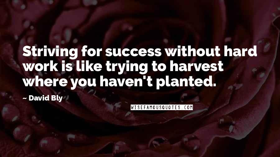 David Bly Quotes: Striving for success without hard work is like trying to harvest where you haven't planted.