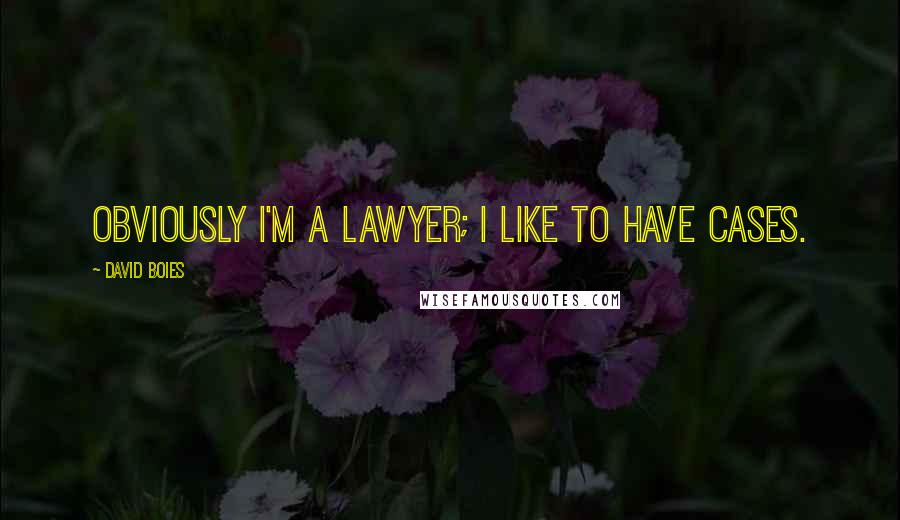 David Boies Quotes: Obviously I'm a lawyer; I like to have cases.