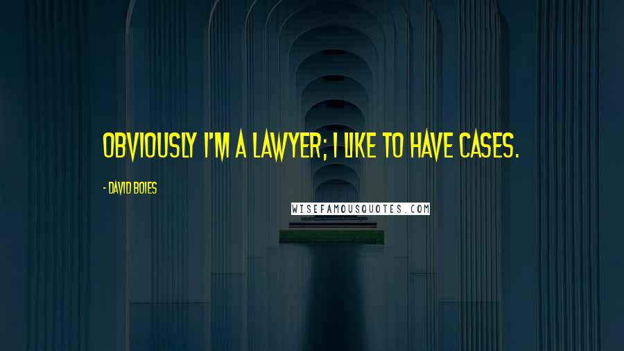 David Boies Quotes: Obviously I'm a lawyer; I like to have cases.