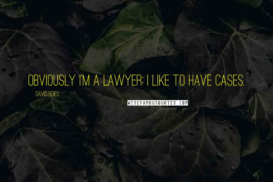 David Boies Quotes: Obviously I'm a lawyer; I like to have cases.