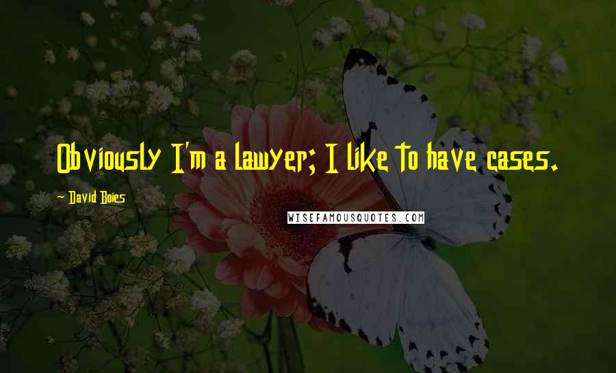 David Boies Quotes: Obviously I'm a lawyer; I like to have cases.