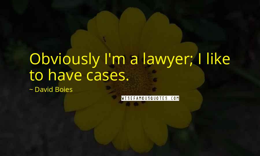 David Boies Quotes: Obviously I'm a lawyer; I like to have cases.