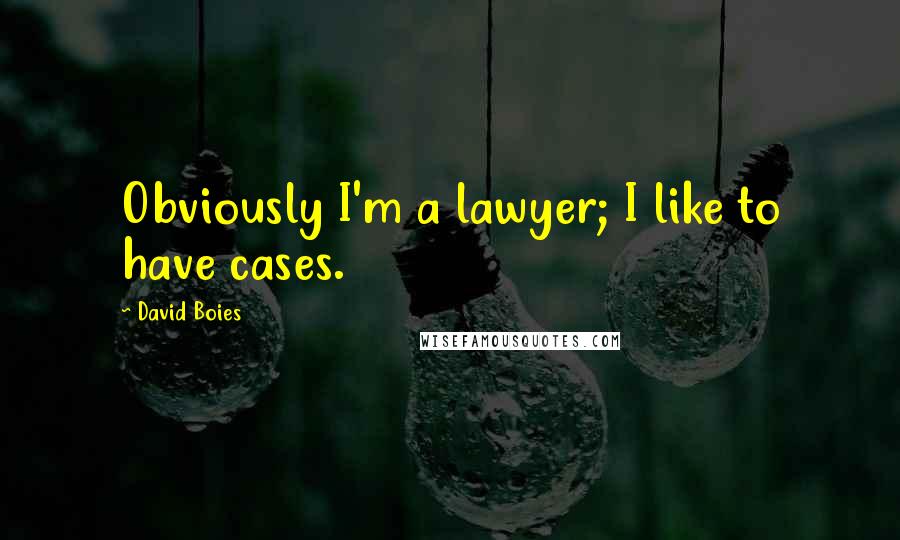 David Boies Quotes: Obviously I'm a lawyer; I like to have cases.