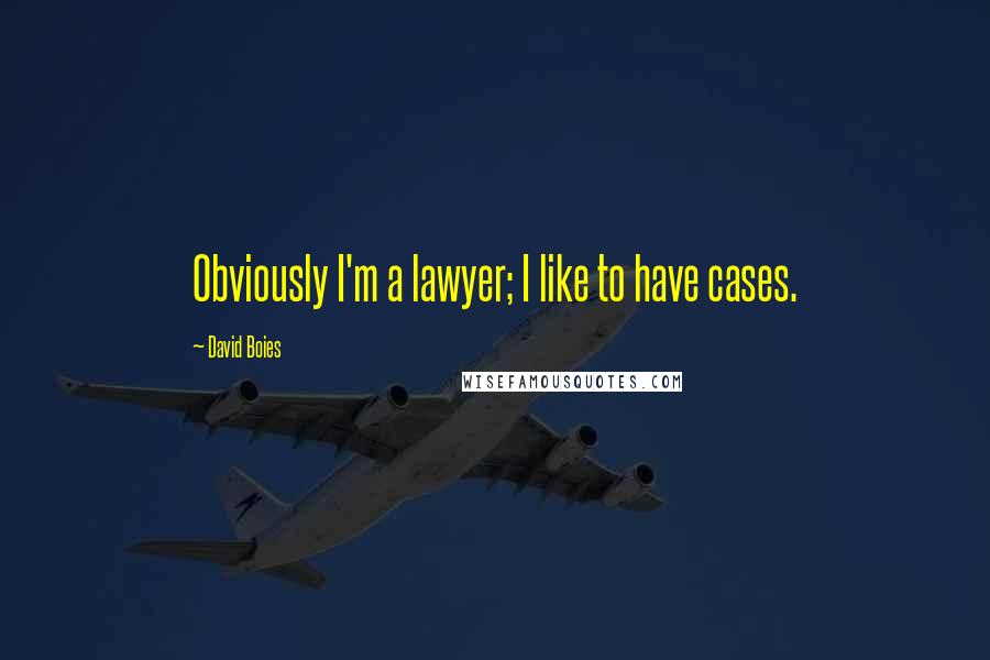 David Boies Quotes: Obviously I'm a lawyer; I like to have cases.