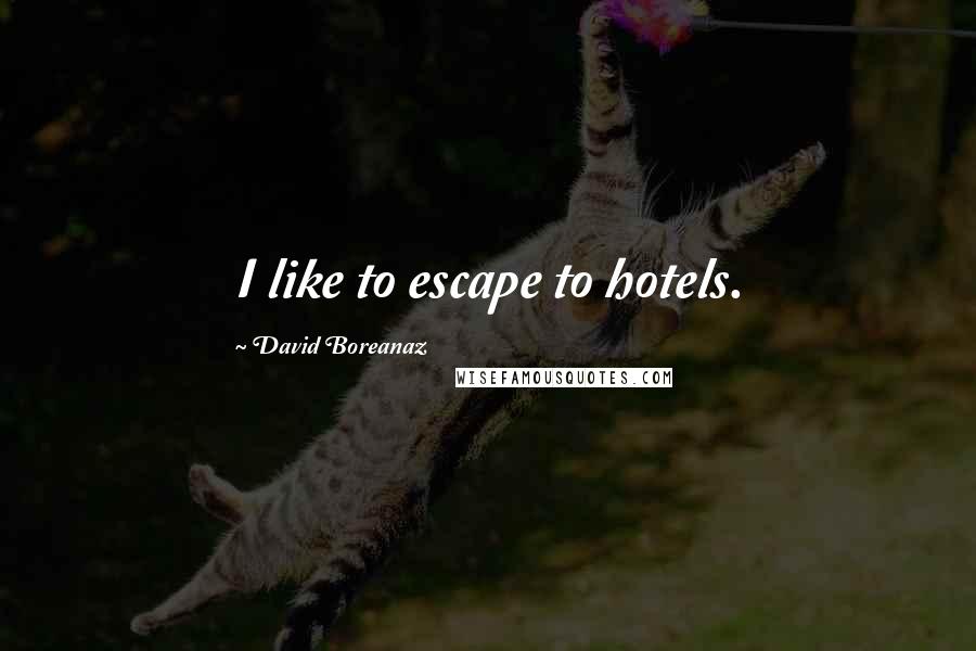 David Boreanaz Quotes: I like to escape to hotels.