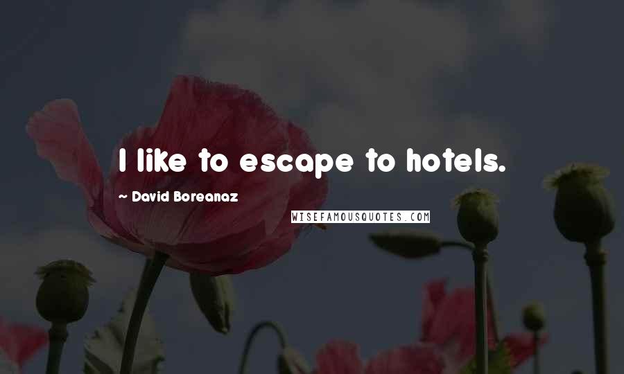 David Boreanaz Quotes: I like to escape to hotels.