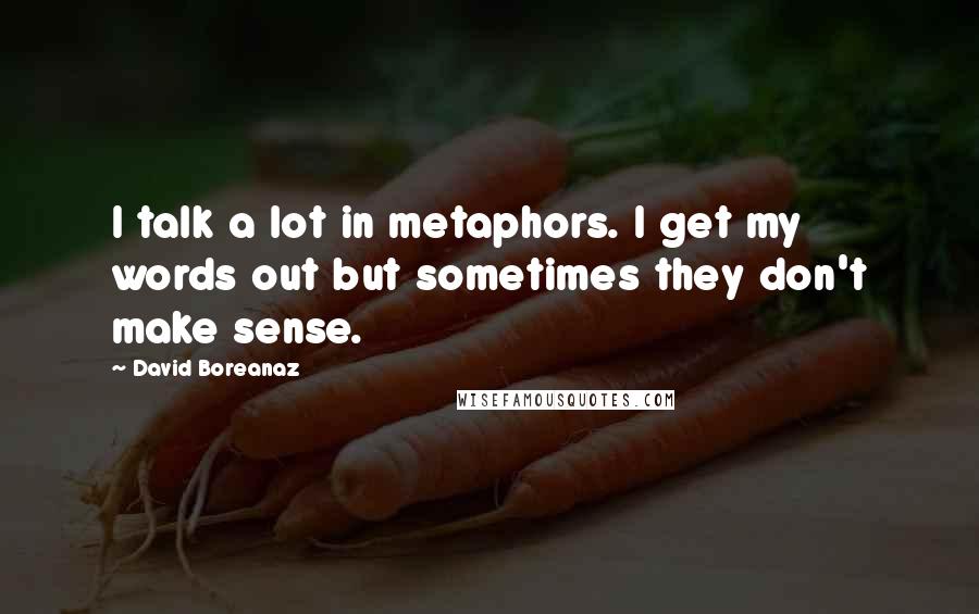 David Boreanaz Quotes: I talk a lot in metaphors. I get my words out but sometimes they don't make sense.