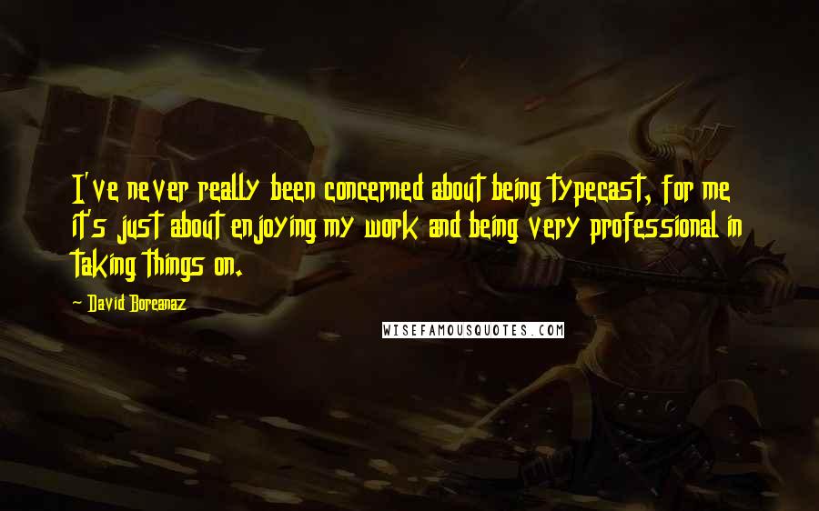 David Boreanaz Quotes: I've never really been concerned about being typecast, for me it's just about enjoying my work and being very professional in taking things on.