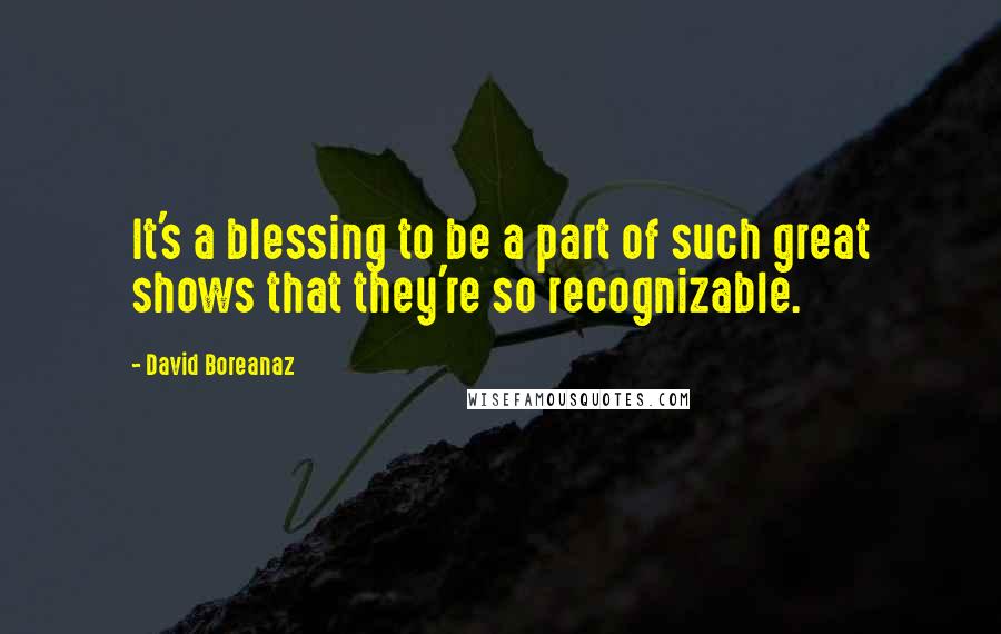 David Boreanaz Quotes: It's a blessing to be a part of such great shows that they're so recognizable.