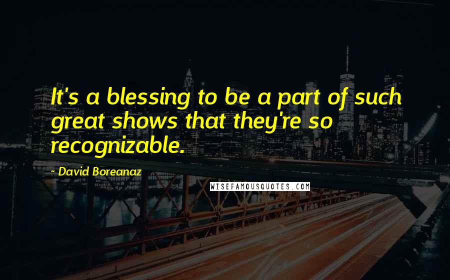 David Boreanaz Quotes: It's a blessing to be a part of such great shows that they're so recognizable.