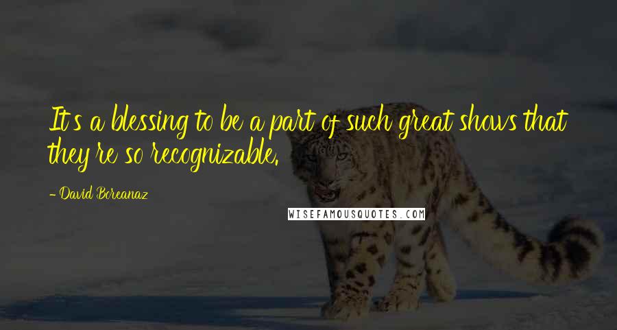 David Boreanaz Quotes: It's a blessing to be a part of such great shows that they're so recognizable.
