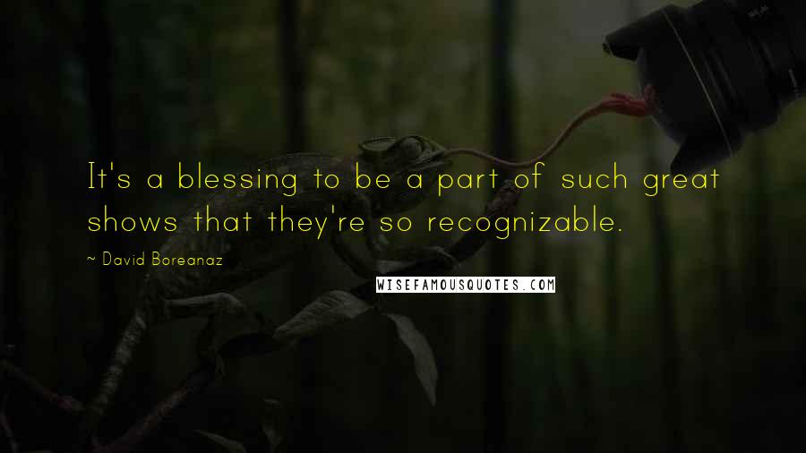 David Boreanaz Quotes: It's a blessing to be a part of such great shows that they're so recognizable.