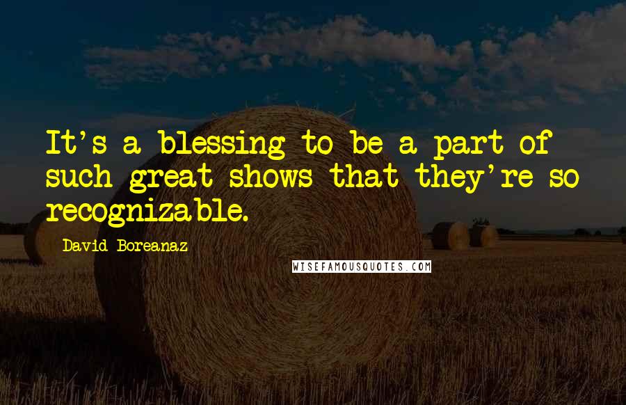 David Boreanaz Quotes: It's a blessing to be a part of such great shows that they're so recognizable.