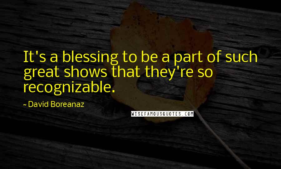 David Boreanaz Quotes: It's a blessing to be a part of such great shows that they're so recognizable.