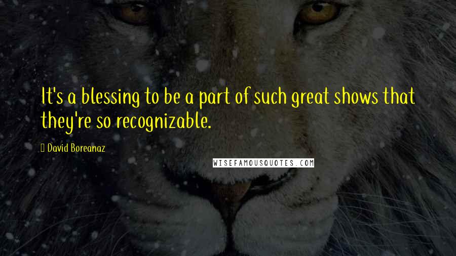 David Boreanaz Quotes: It's a blessing to be a part of such great shows that they're so recognizable.