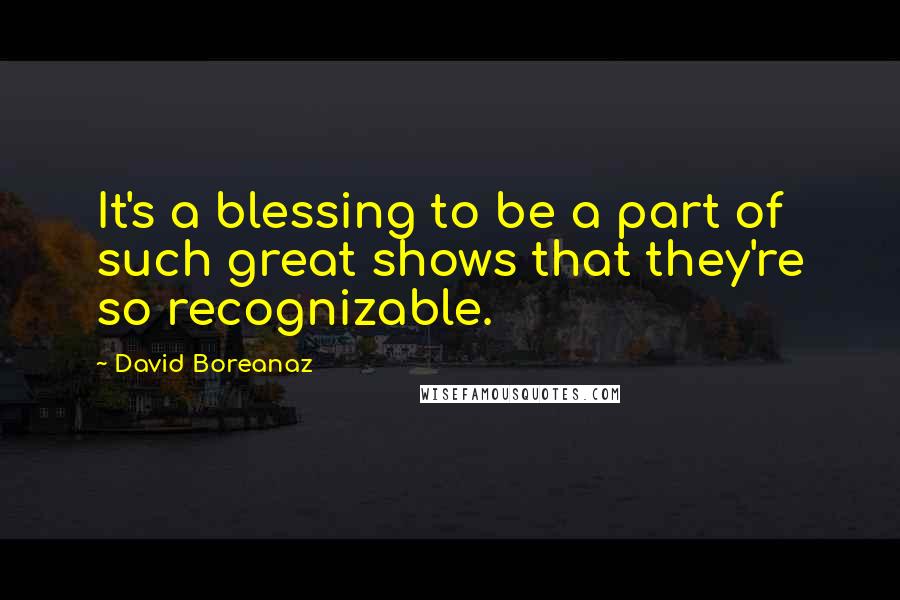 David Boreanaz Quotes: It's a blessing to be a part of such great shows that they're so recognizable.