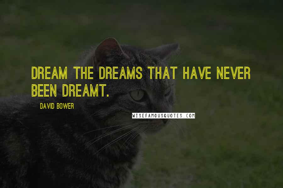 David Bower Quotes: Dream the dreams that have never been dreamt.