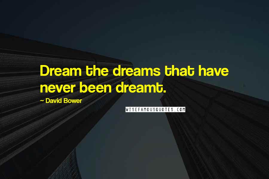 David Bower Quotes: Dream the dreams that have never been dreamt.