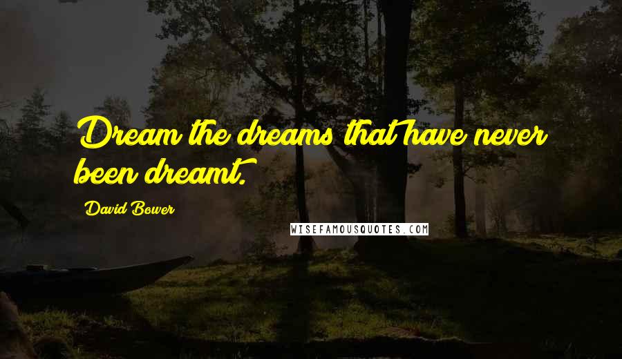 David Bower Quotes: Dream the dreams that have never been dreamt.
