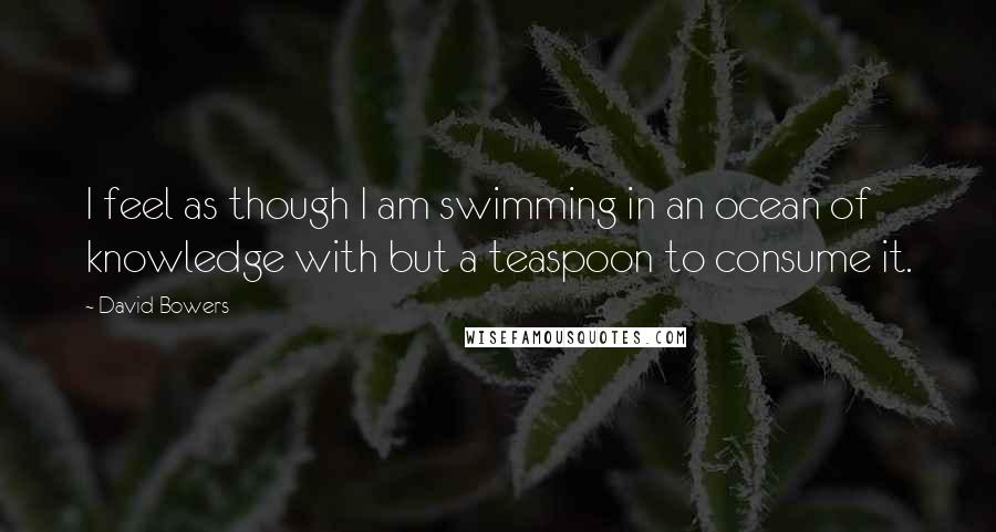 David Bowers Quotes: I feel as though I am swimming in an ocean of knowledge with but a teaspoon to consume it.
