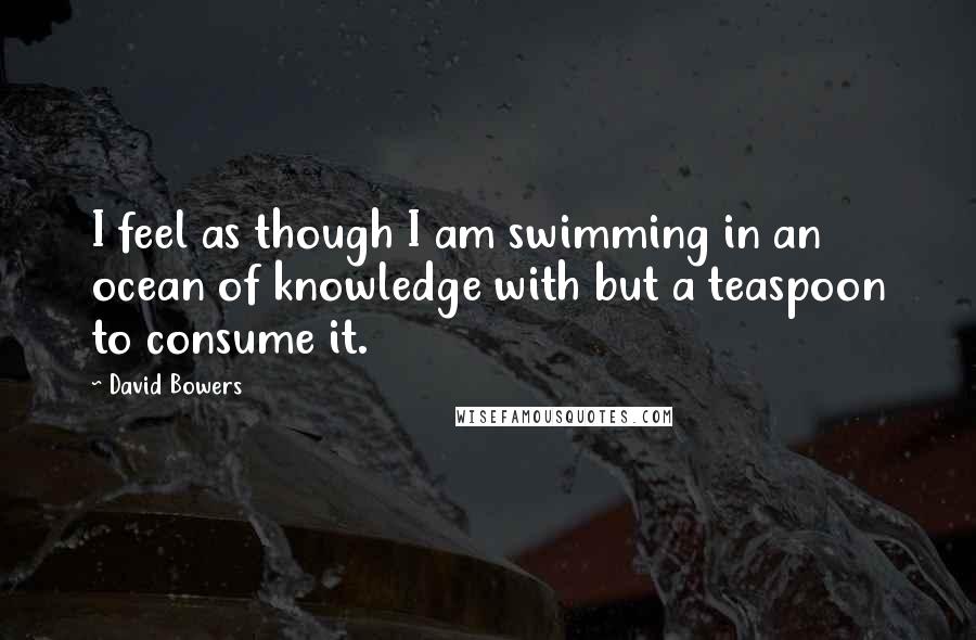 David Bowers Quotes: I feel as though I am swimming in an ocean of knowledge with but a teaspoon to consume it.