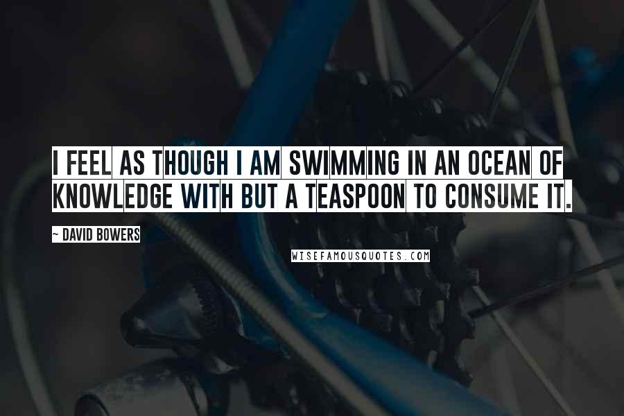 David Bowers Quotes: I feel as though I am swimming in an ocean of knowledge with but a teaspoon to consume it.