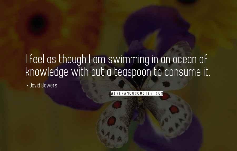 David Bowers Quotes: I feel as though I am swimming in an ocean of knowledge with but a teaspoon to consume it.