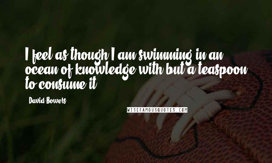 David Bowers Quotes: I feel as though I am swimming in an ocean of knowledge with but a teaspoon to consume it.