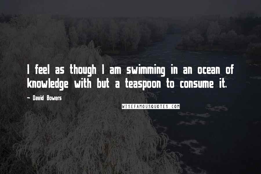 David Bowers Quotes: I feel as though I am swimming in an ocean of knowledge with but a teaspoon to consume it.