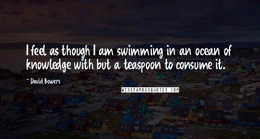 David Bowers Quotes: I feel as though I am swimming in an ocean of knowledge with but a teaspoon to consume it.