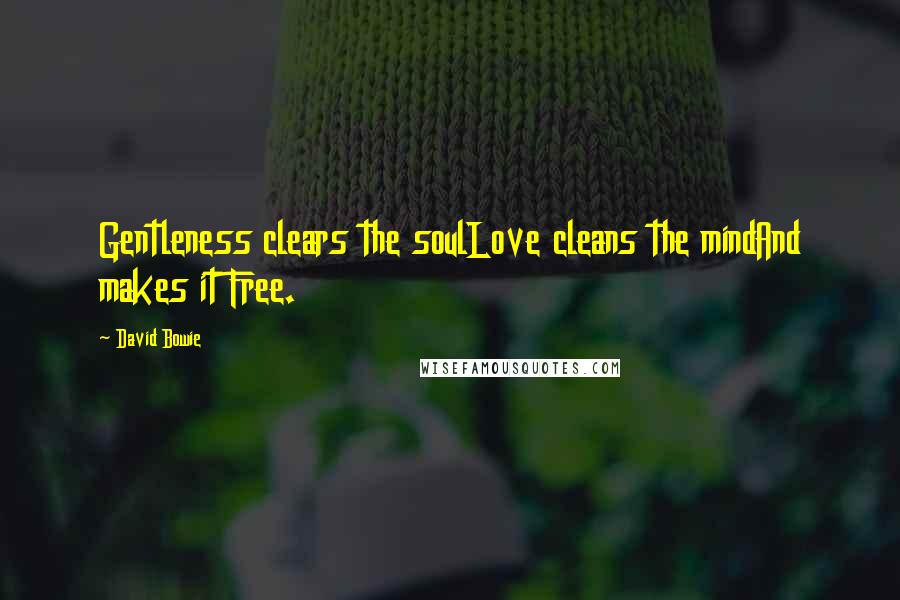 David Bowie Quotes: Gentleness clears the soulLove cleans the mindAnd makes it Free.