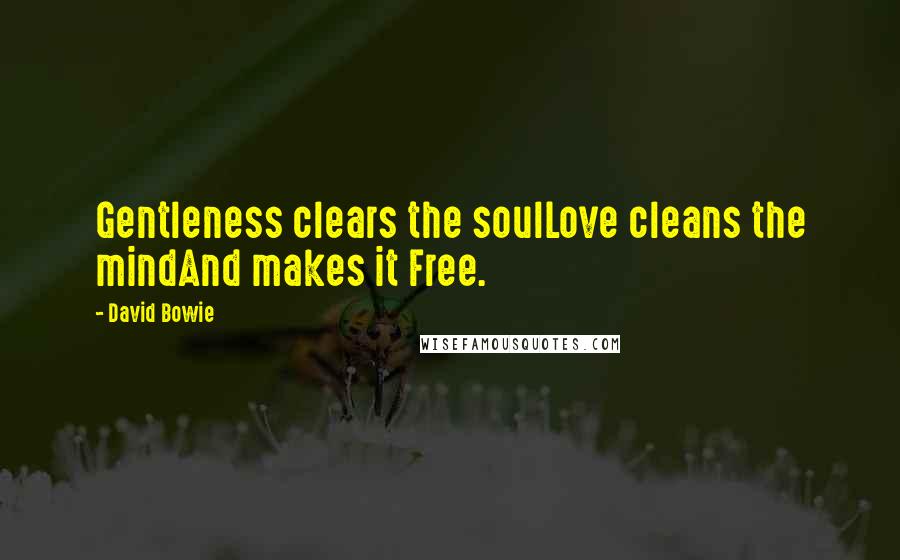 David Bowie Quotes: Gentleness clears the soulLove cleans the mindAnd makes it Free.