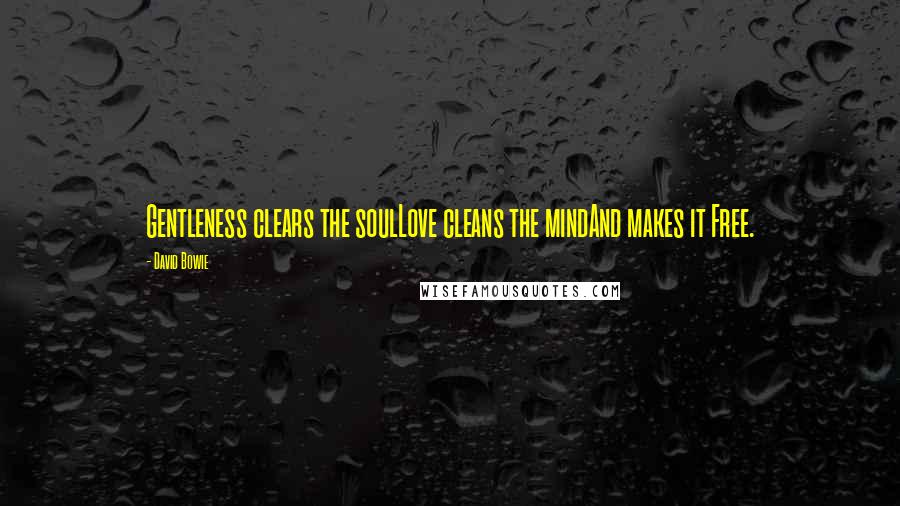 David Bowie Quotes: Gentleness clears the soulLove cleans the mindAnd makes it Free.