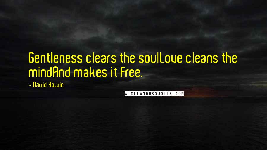 David Bowie Quotes: Gentleness clears the soulLove cleans the mindAnd makes it Free.