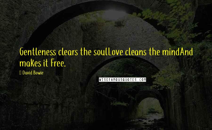 David Bowie Quotes: Gentleness clears the soulLove cleans the mindAnd makes it Free.