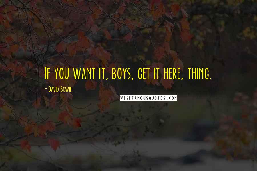 David Bowie Quotes: If you want it, boys, get it here, thing.