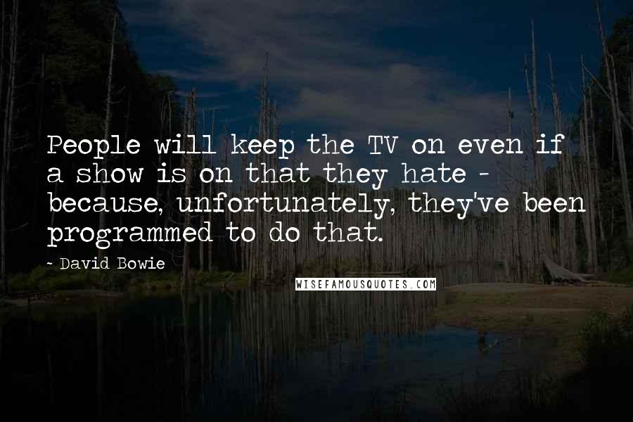 David Bowie Quotes: People will keep the TV on even if a show is on that they hate - because, unfortunately, they've been programmed to do that.
