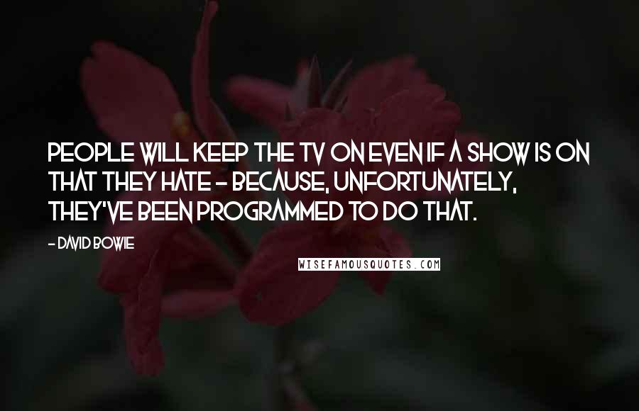 David Bowie Quotes: People will keep the TV on even if a show is on that they hate - because, unfortunately, they've been programmed to do that.