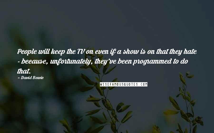 David Bowie Quotes: People will keep the TV on even if a show is on that they hate - because, unfortunately, they've been programmed to do that.